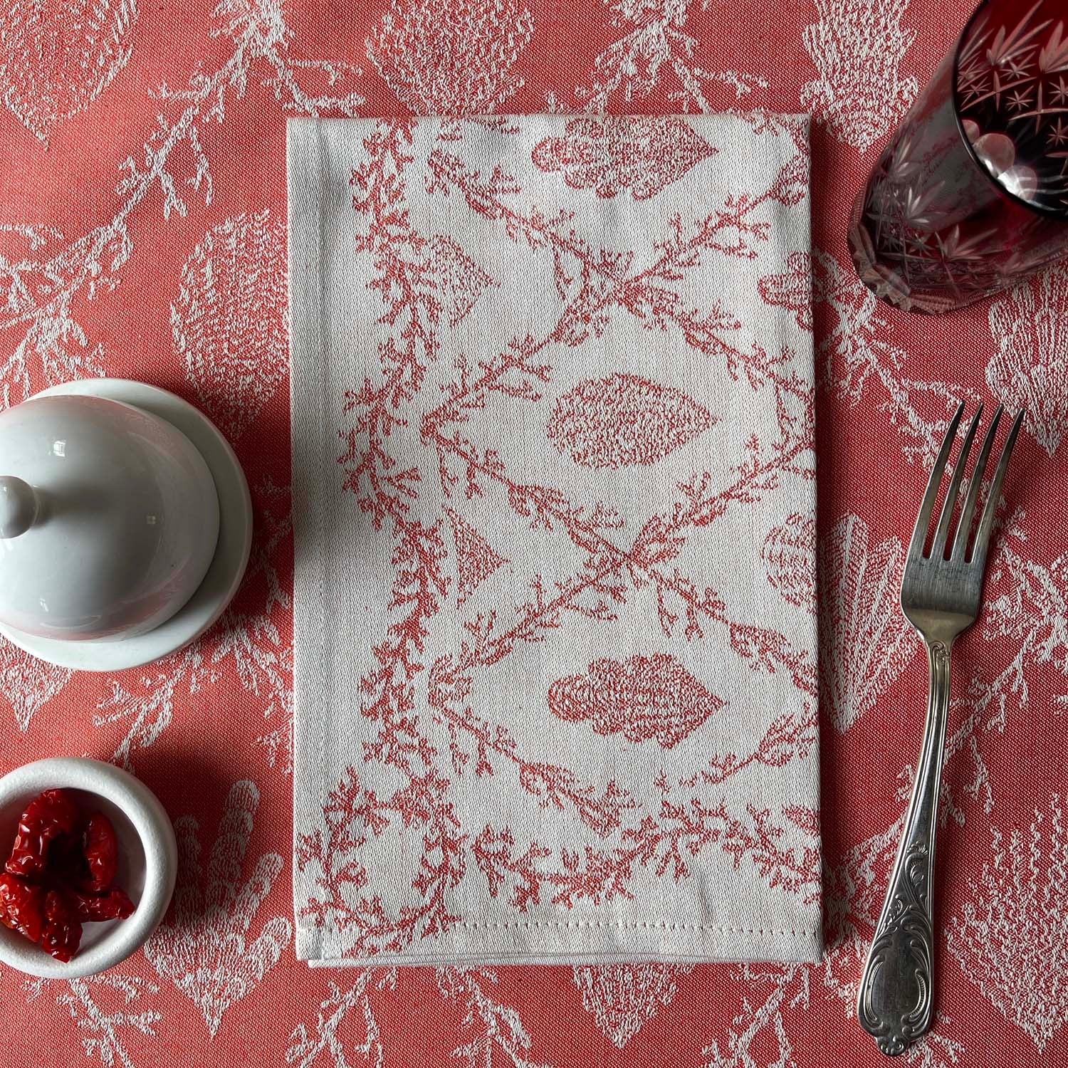 Red Heirloom Napkin or Hand towels set of 4