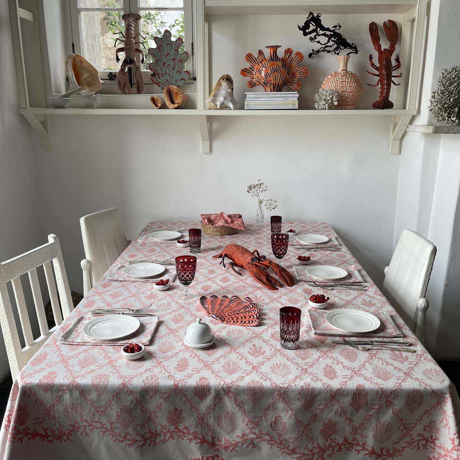 Red 8 Seater Heirloom table cloth