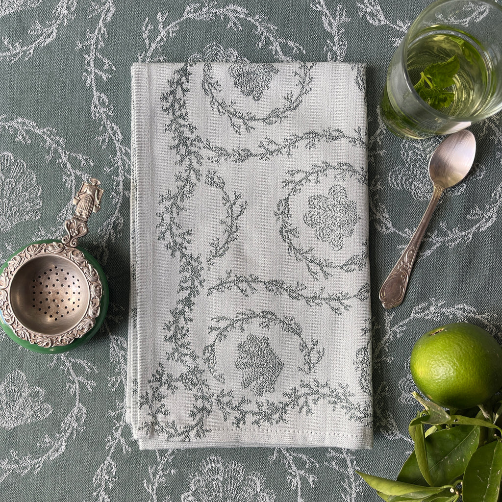 Green Heirloom Napkin or Hand towels set of 4