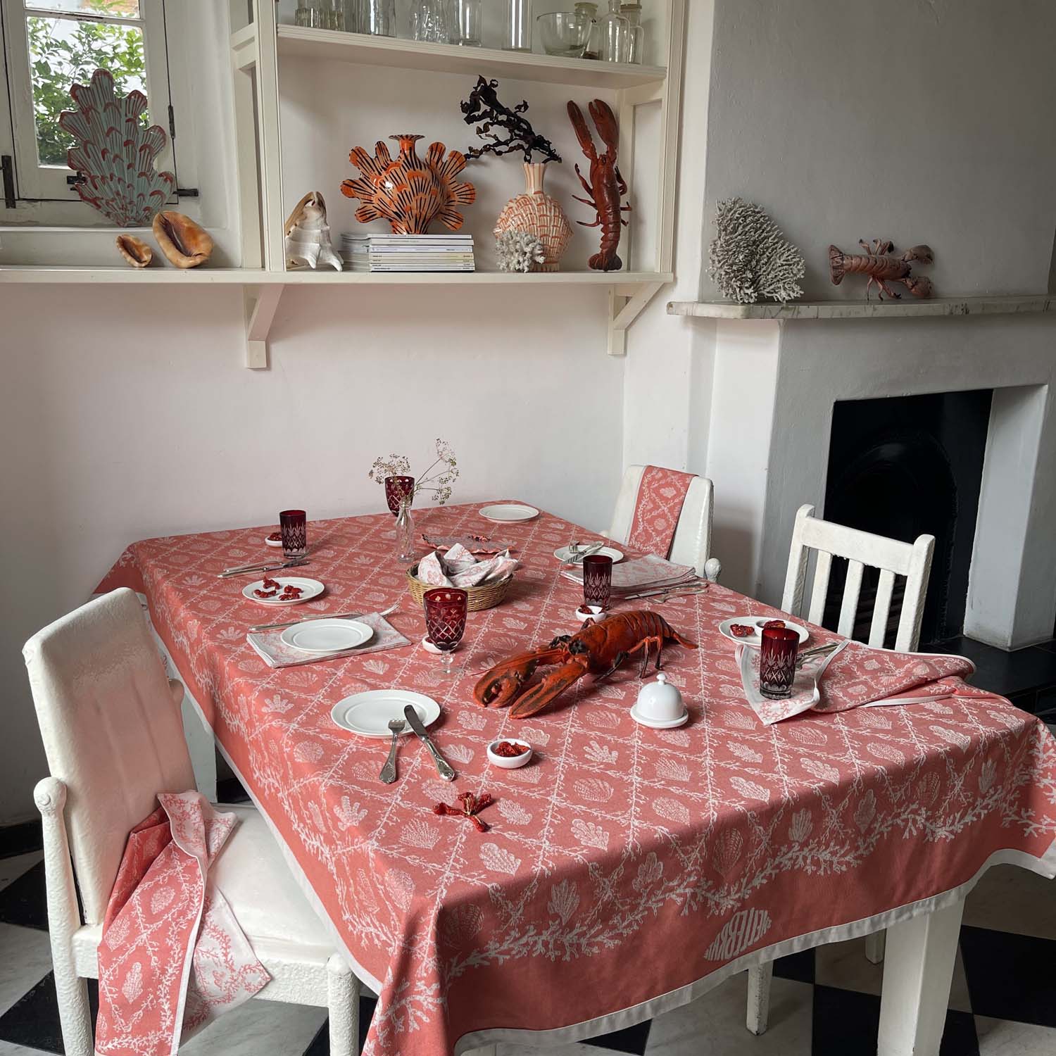 Red 8 Seater Heirloom table cloth