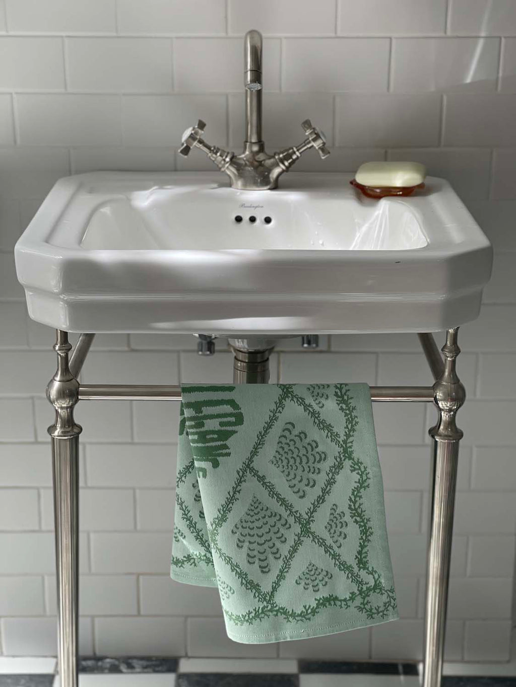 Green Coral Trellis Jacquard Tea Towel