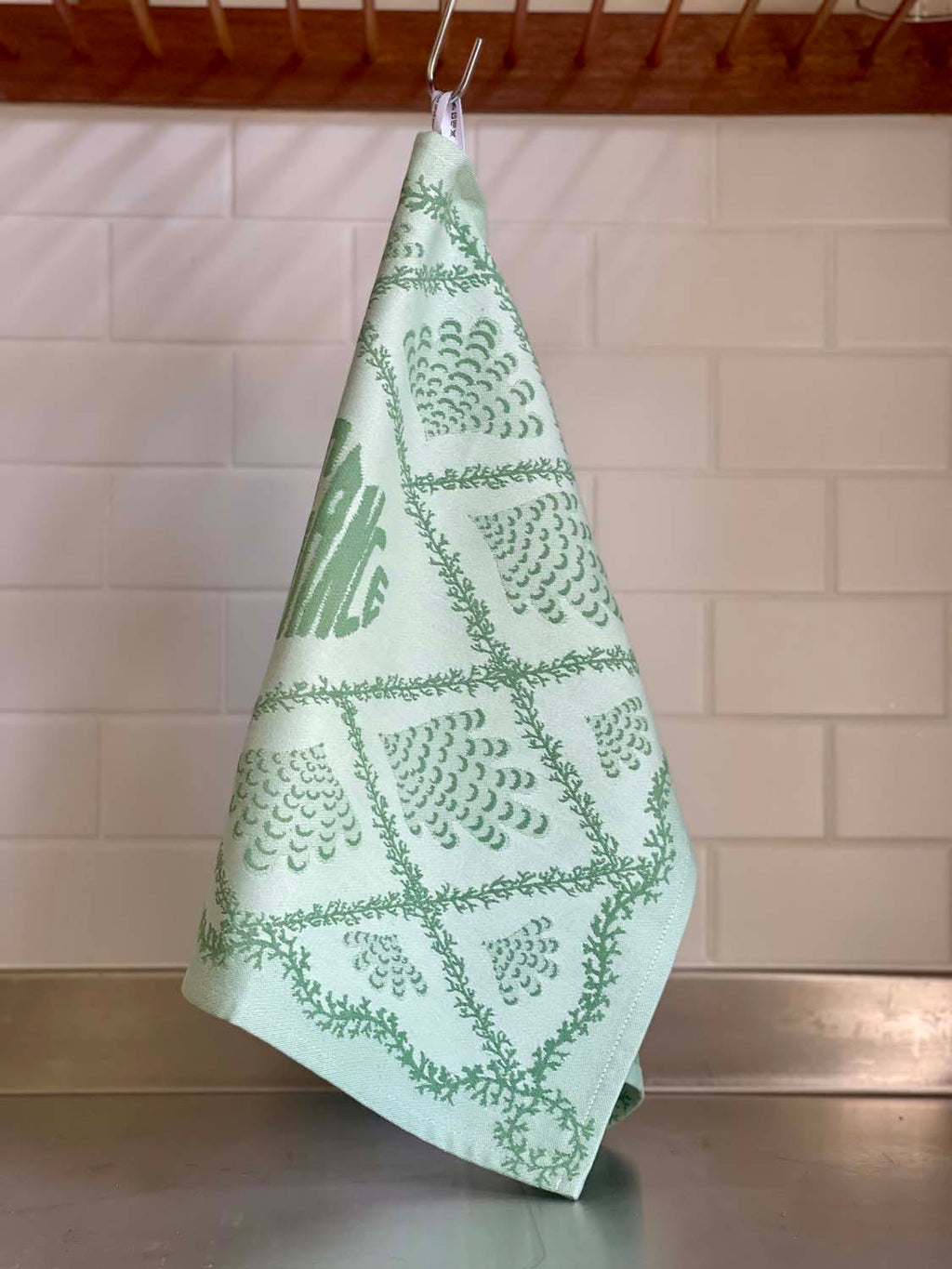 Green Coral Trellis Jacquard Tea Towel