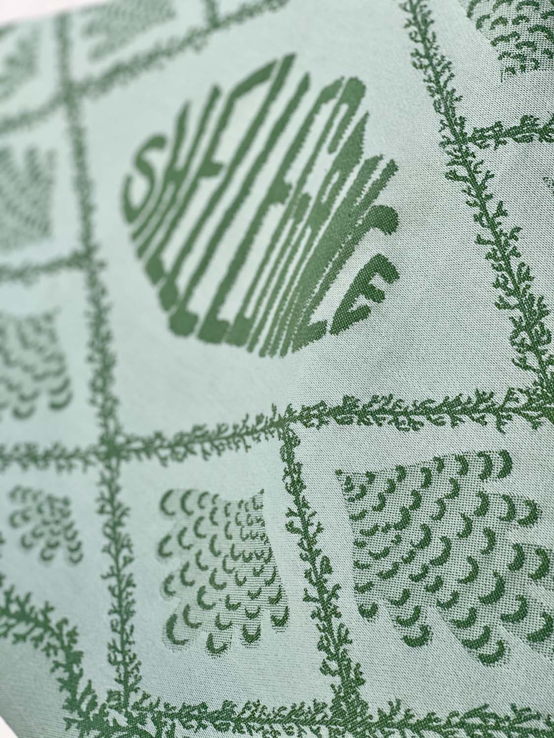Green Coral Trellis Jacquard Tea Towel