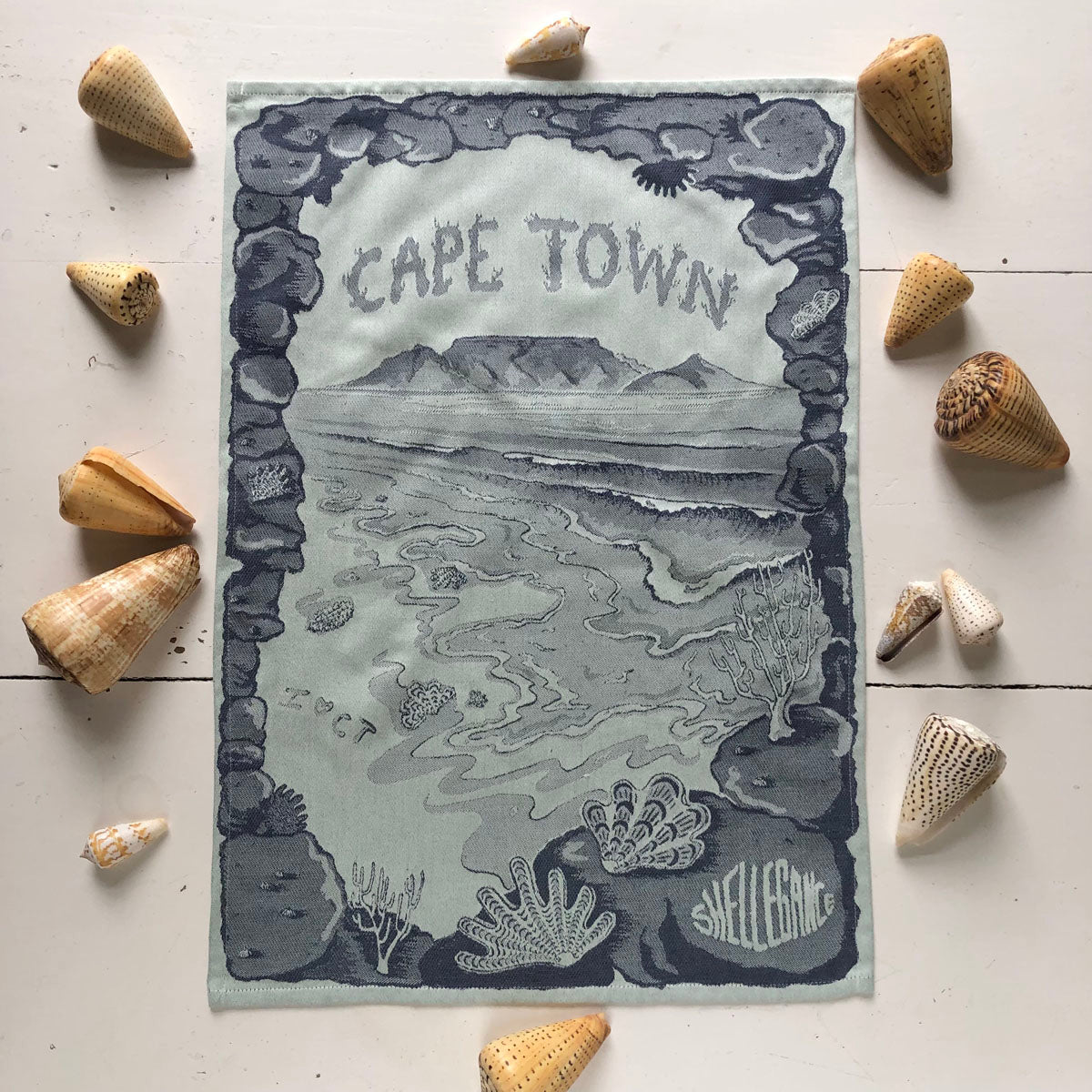 Cape Town Shell Beach Jacquard Tea Towel