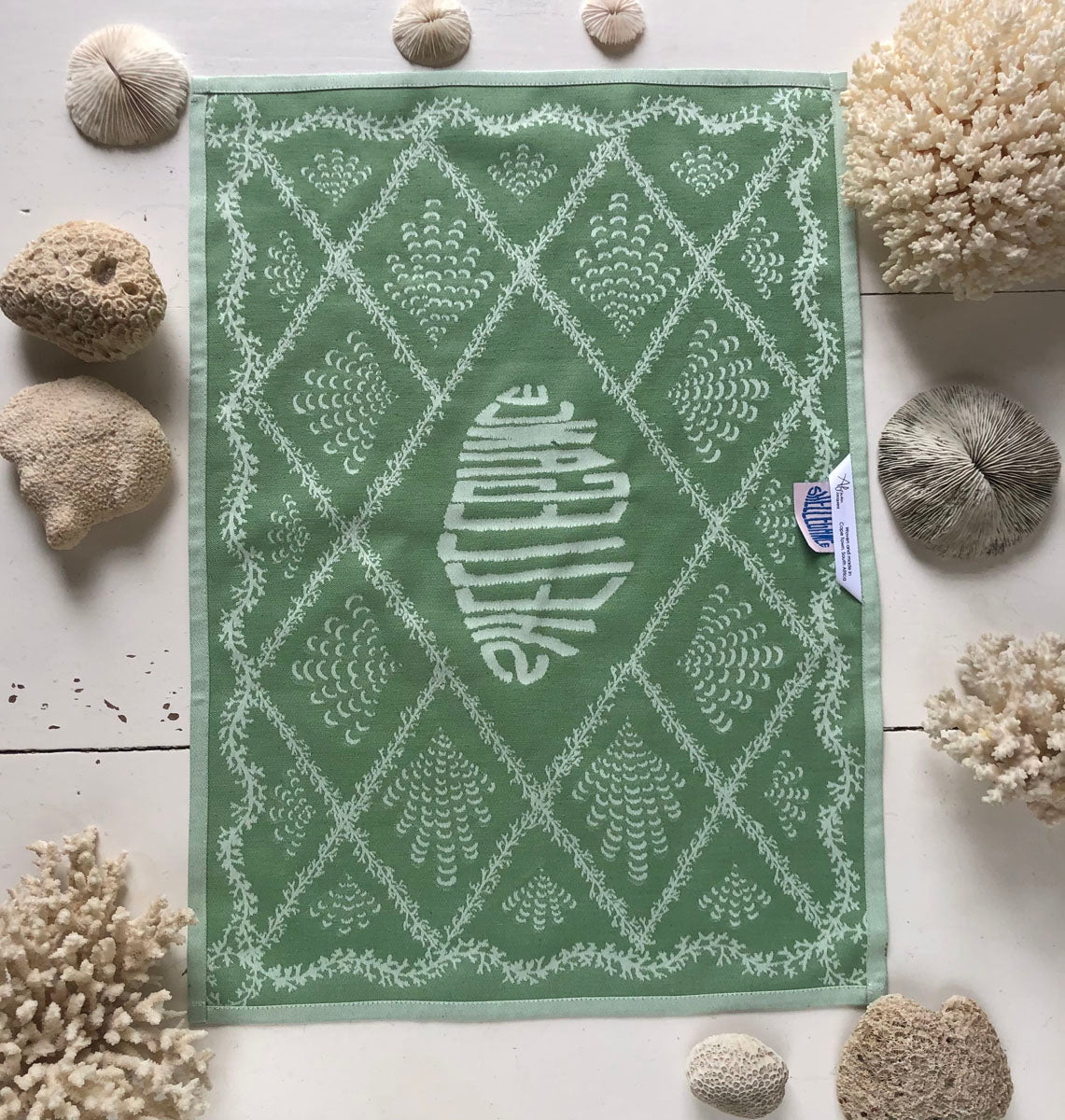 Green Coral Trellis Jacquard Tea Towel