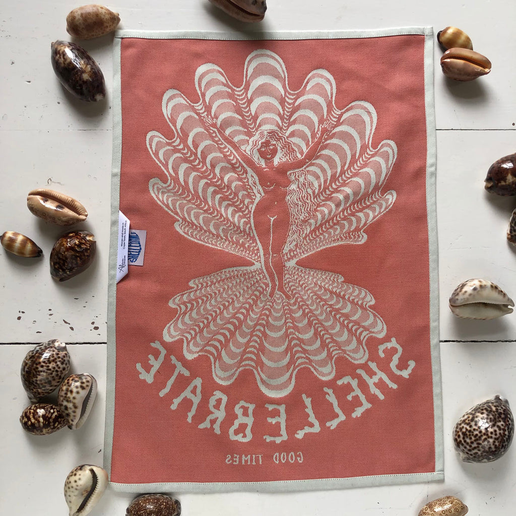 Light Coral Venus Jacquard Tea Towel