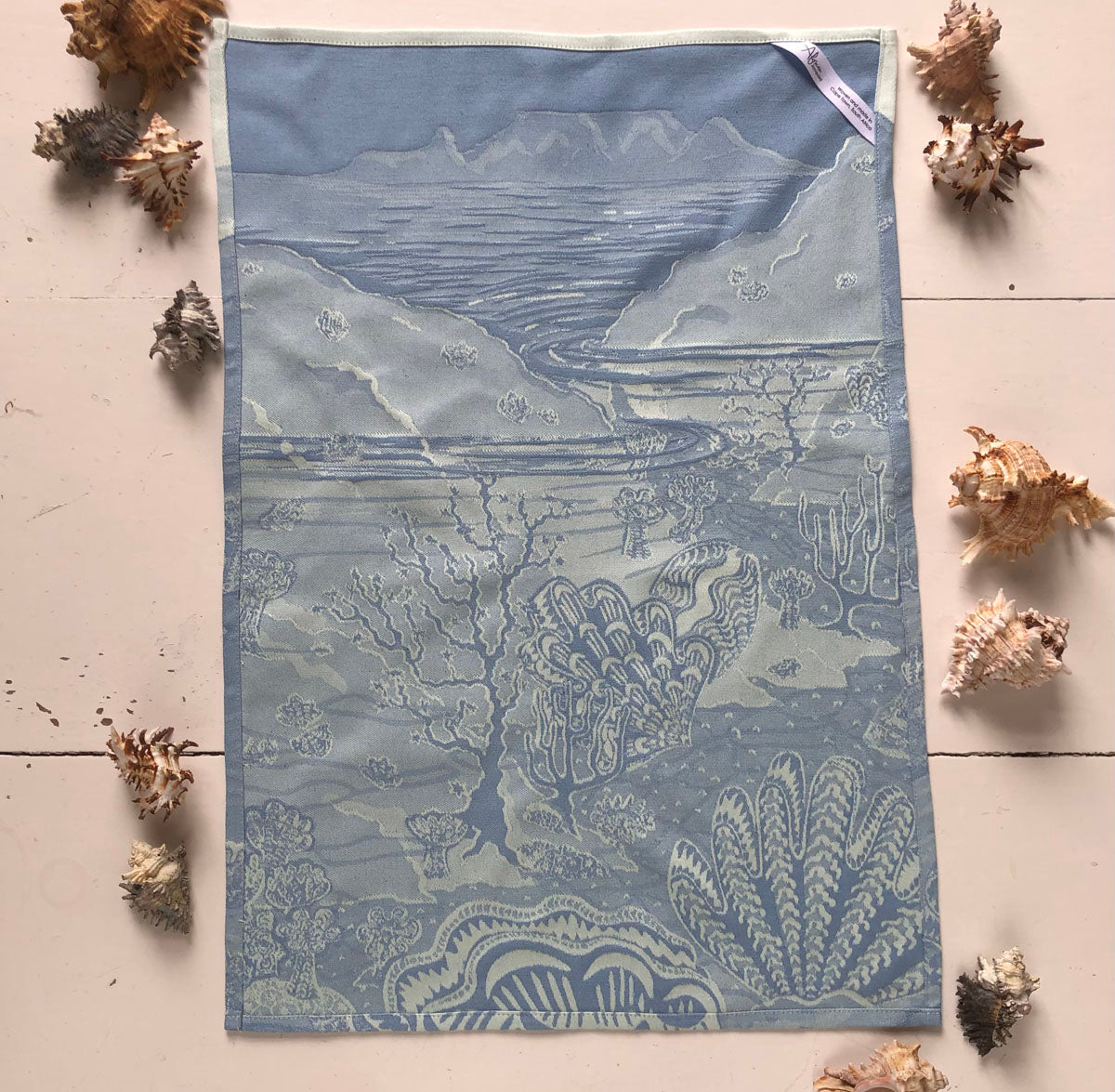 Blue Rockpool Jacquard Tea Towel