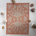 Coral Shell Burst Jacquard Tea Towel