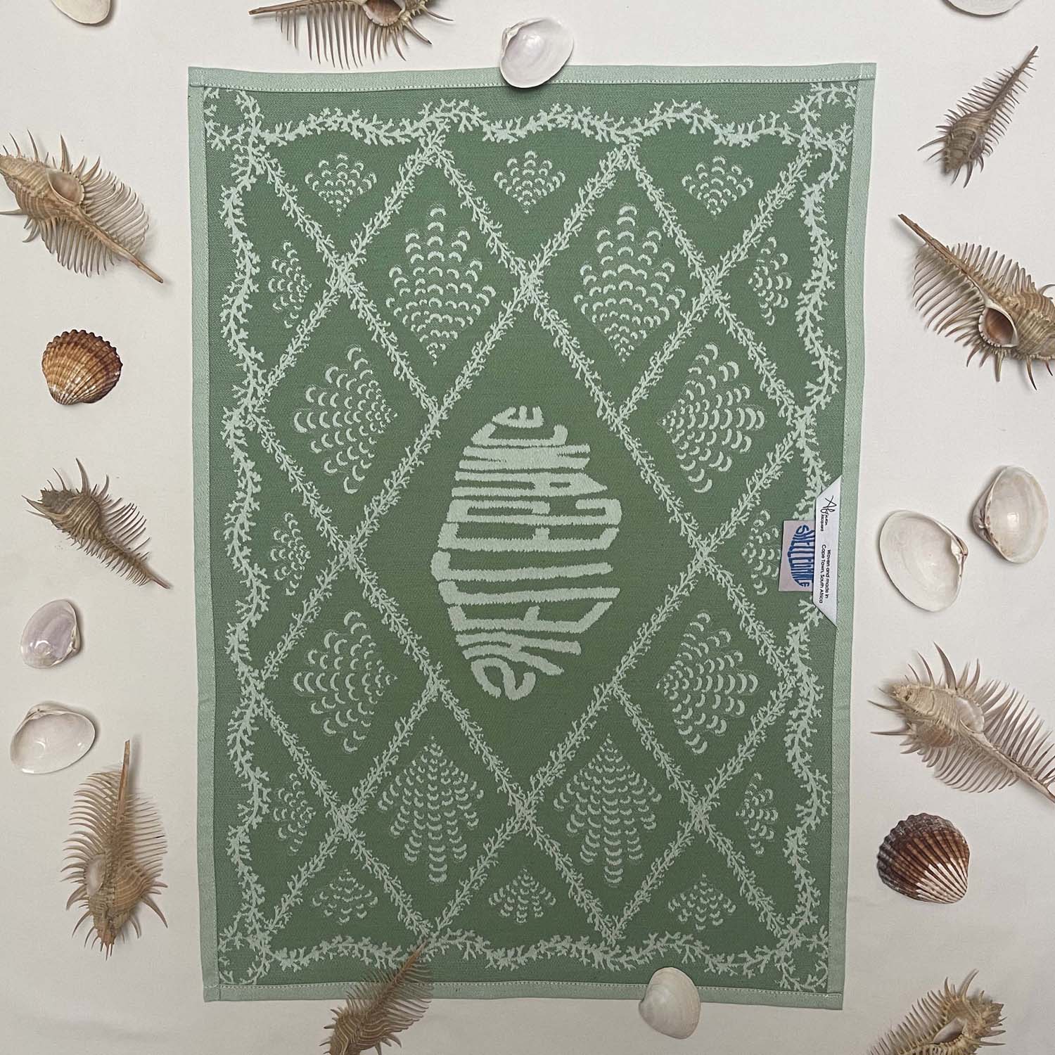 Green Coral Trellis Jacquard Tea Towel
