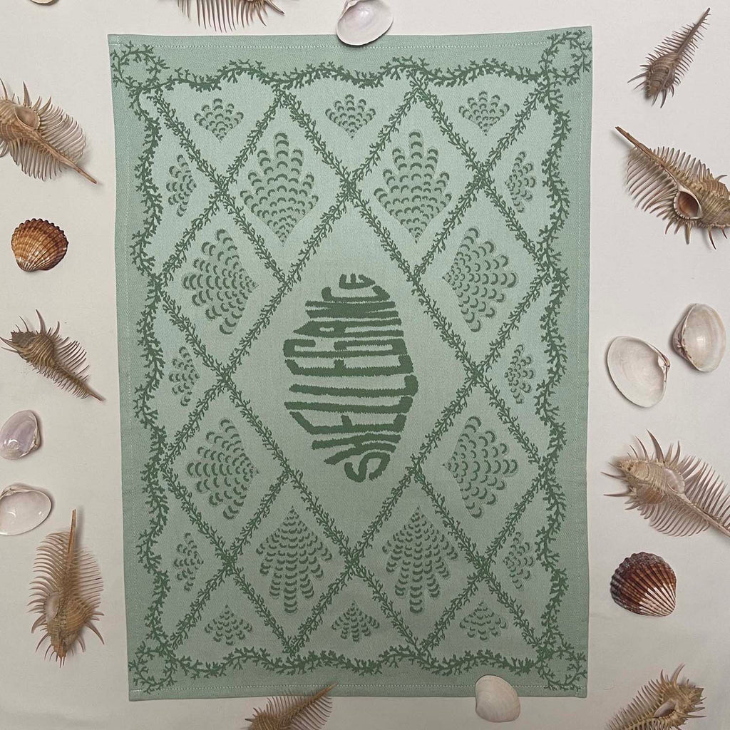 Green Coral Trellis Jacquard Tea Towel