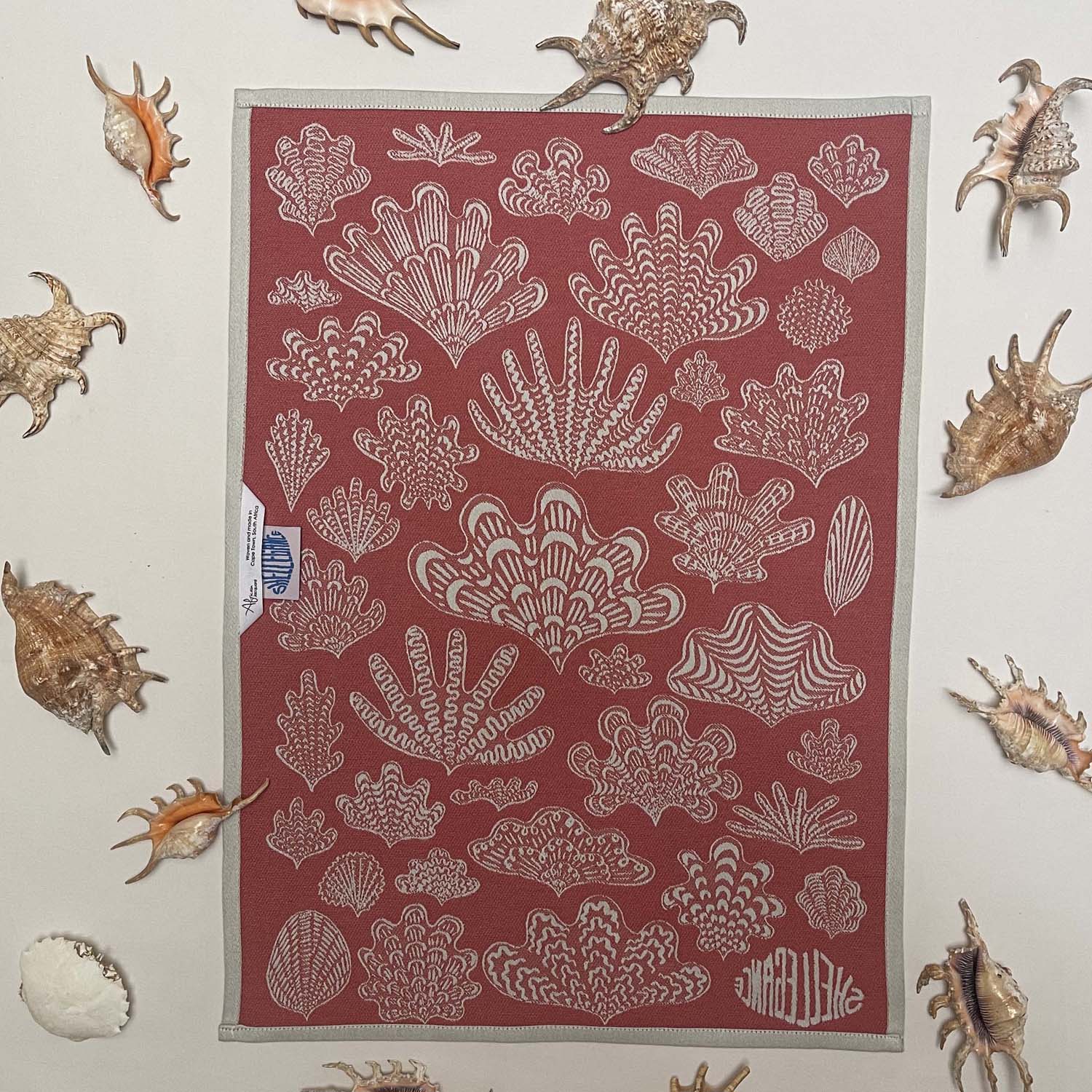 Red Shell Cabinet Jacquard Tea Towel