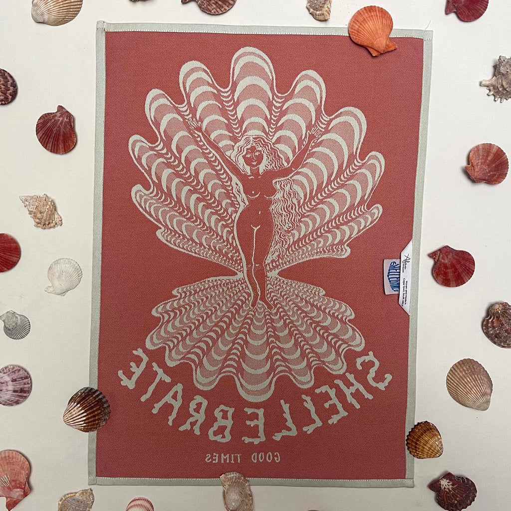 Light Coral Venus Jacquard Tea Towel